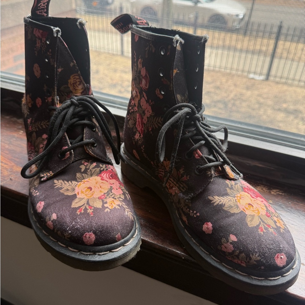 Dr. Martens Floral Black Boots